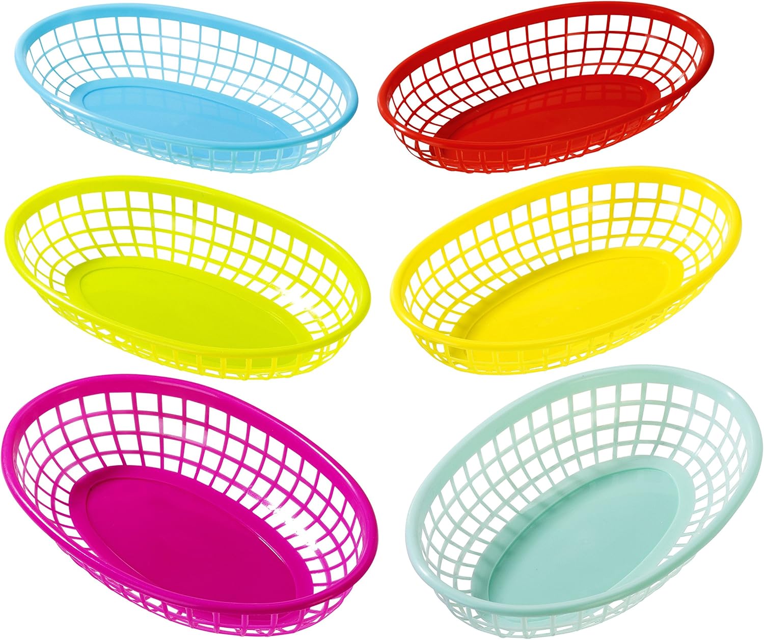 Food Snacks Basket - Reusable Plastic Food Baskets 6-Pack for