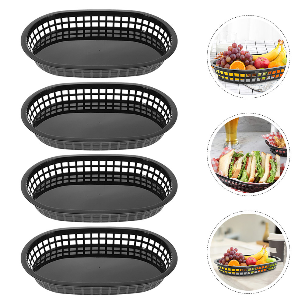 Food Snacks Basket - 4Pcs Plastic Fruit Basket Set PP