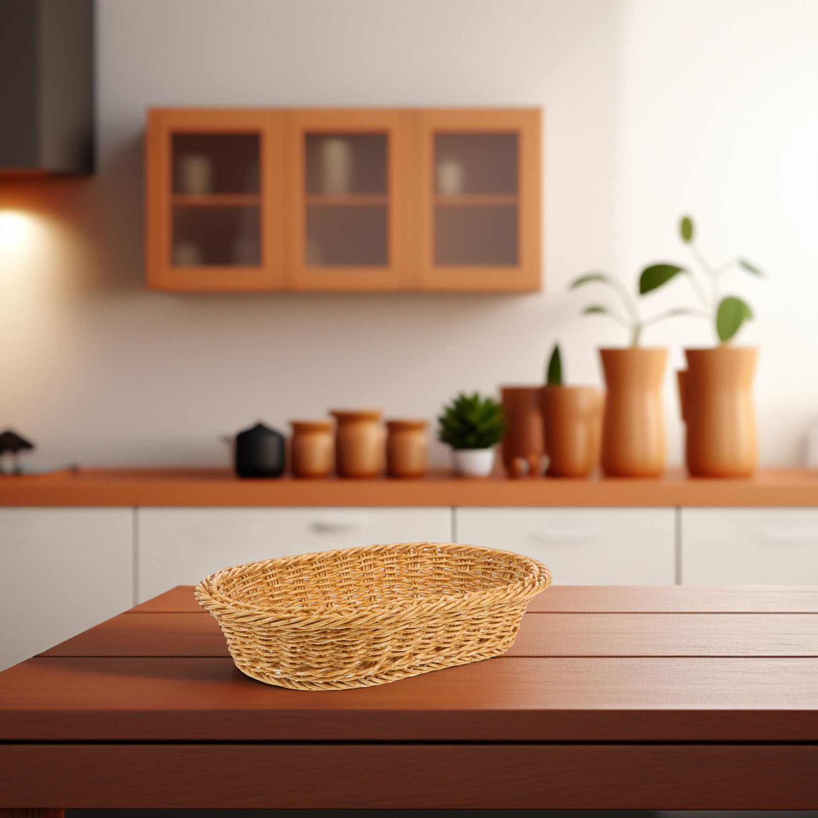 Plastic Woven Oval Bread Baske - Food Snacks Basket ulasan dan harga