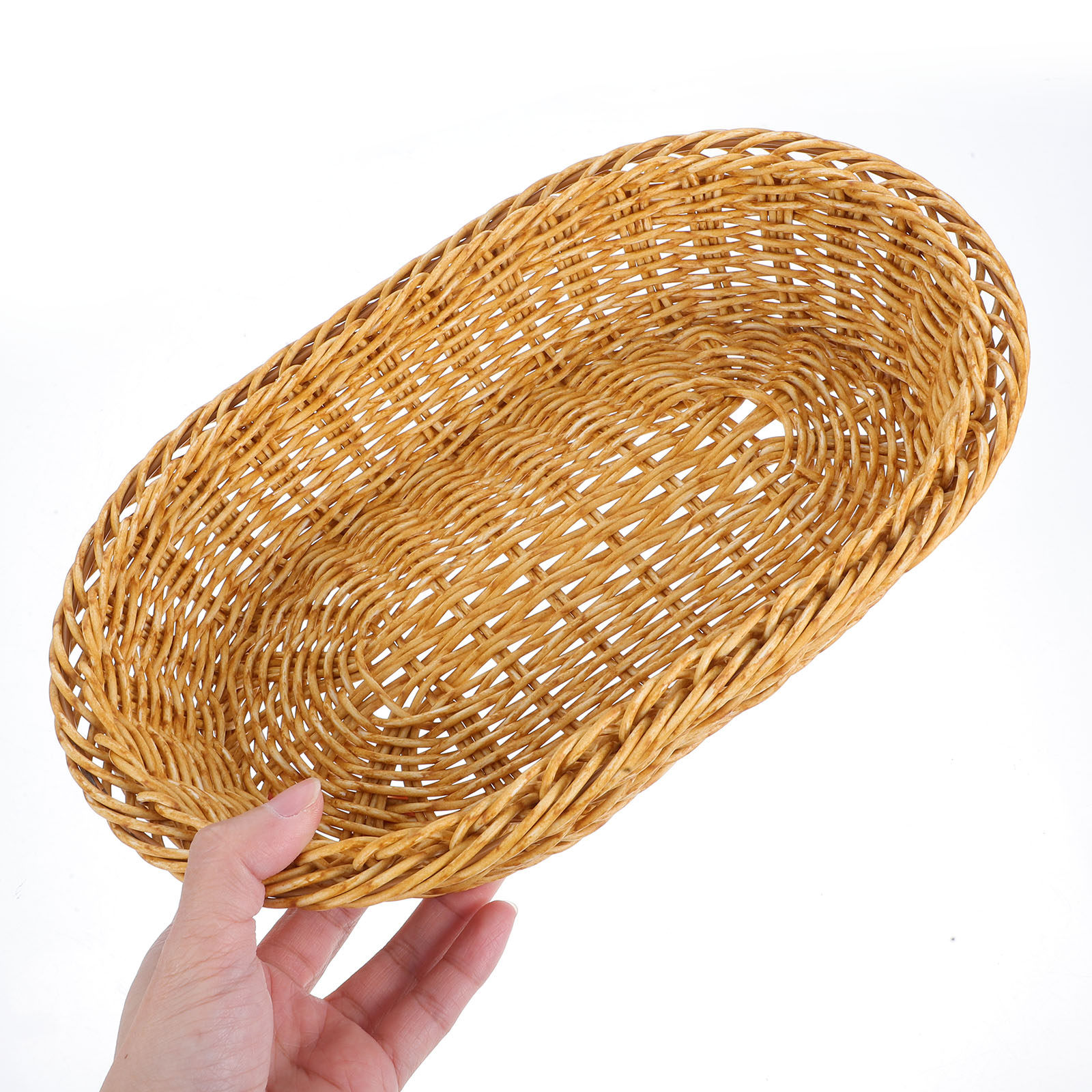 Plastic Woven Oval Bread Baske - Food Snacks Basket ulasan dan harga