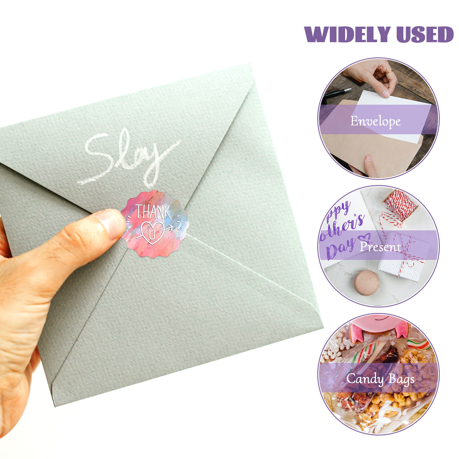1 Roll Self-Adhesive Thank You - Snacks Food Labels ulasan dan harga