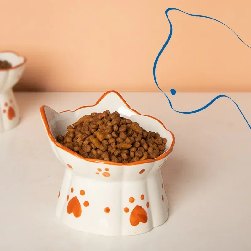 Cat Ceramic Food Bowl Elevated - Food Snacks Drinks ulasan dan harga