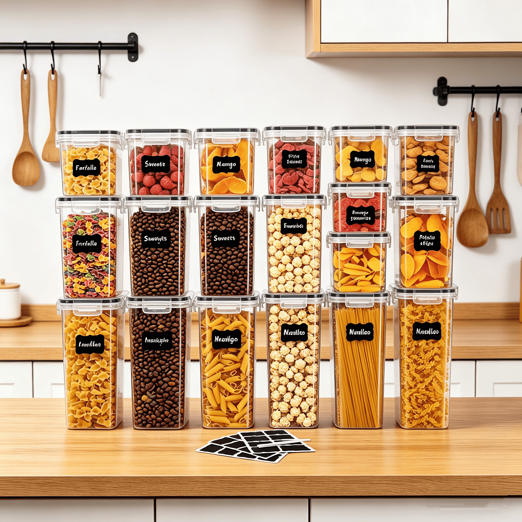 30PCS-Airtight storage bins, m - Snacks Food Labels ulasan dan harga