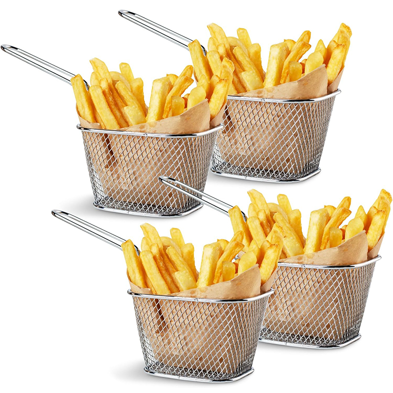 4Pcs Mini Square Fry Basket St - Food Snacks Basket ulasan dan harga