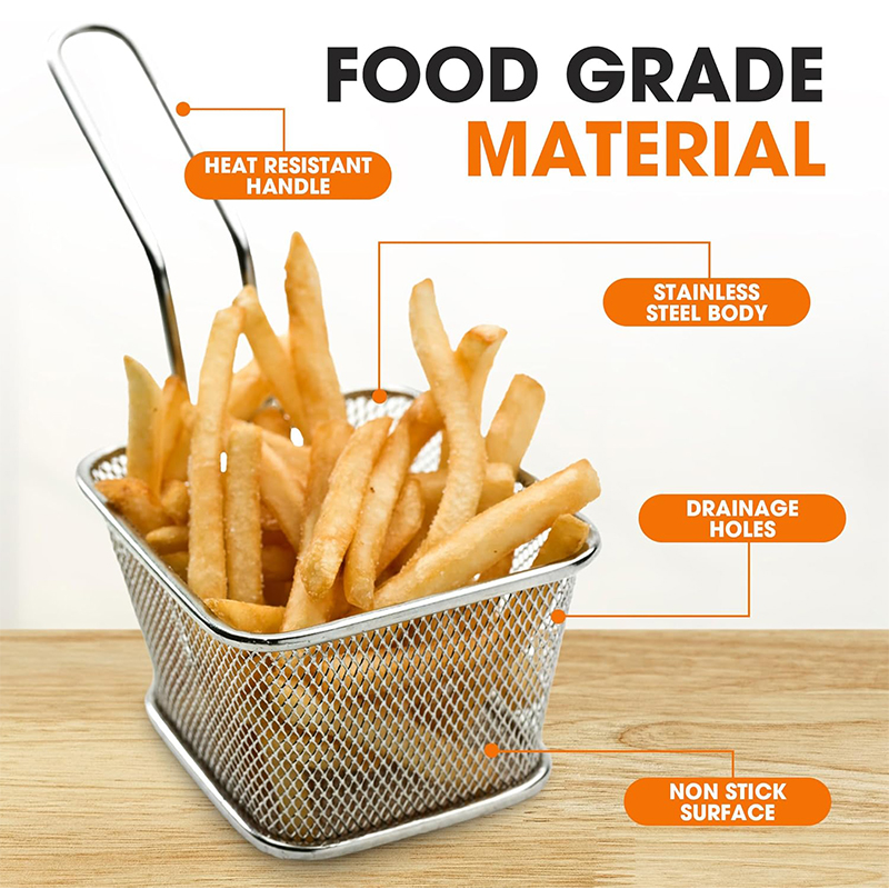 4Pcs Mini Square Fry Basket St - Food Snacks Basket ulasan dan harga