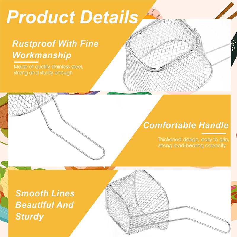 4Pcs Mini Square Fry Basket St - Food Snacks Basket ulasan dan harga