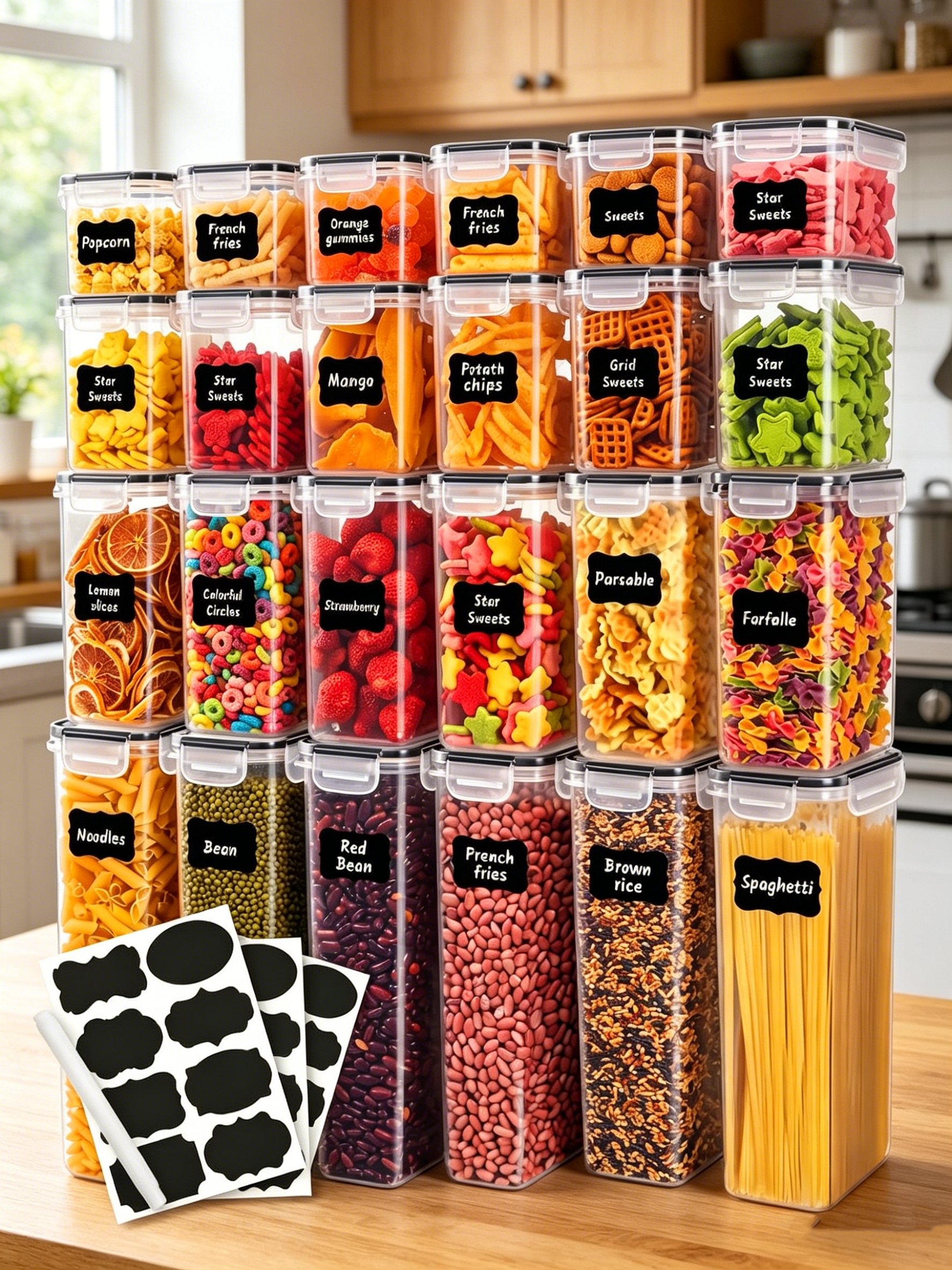 42PCS-Kitchen,Airtight food st - Snacks Food Labels ulasan dan harga