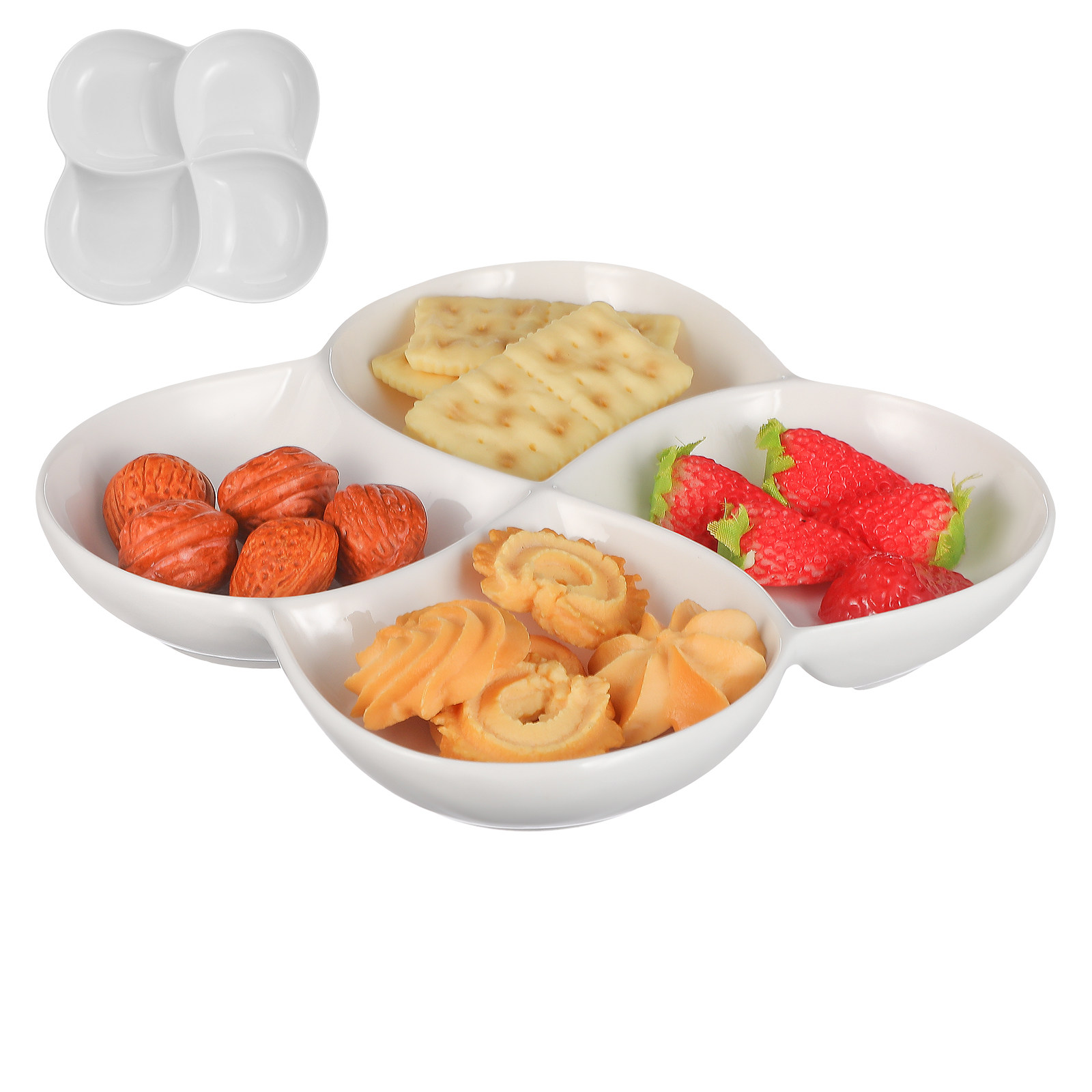 Ceramic Food Plate 4-Compartme - Food Snacks Company ulasan dan harga