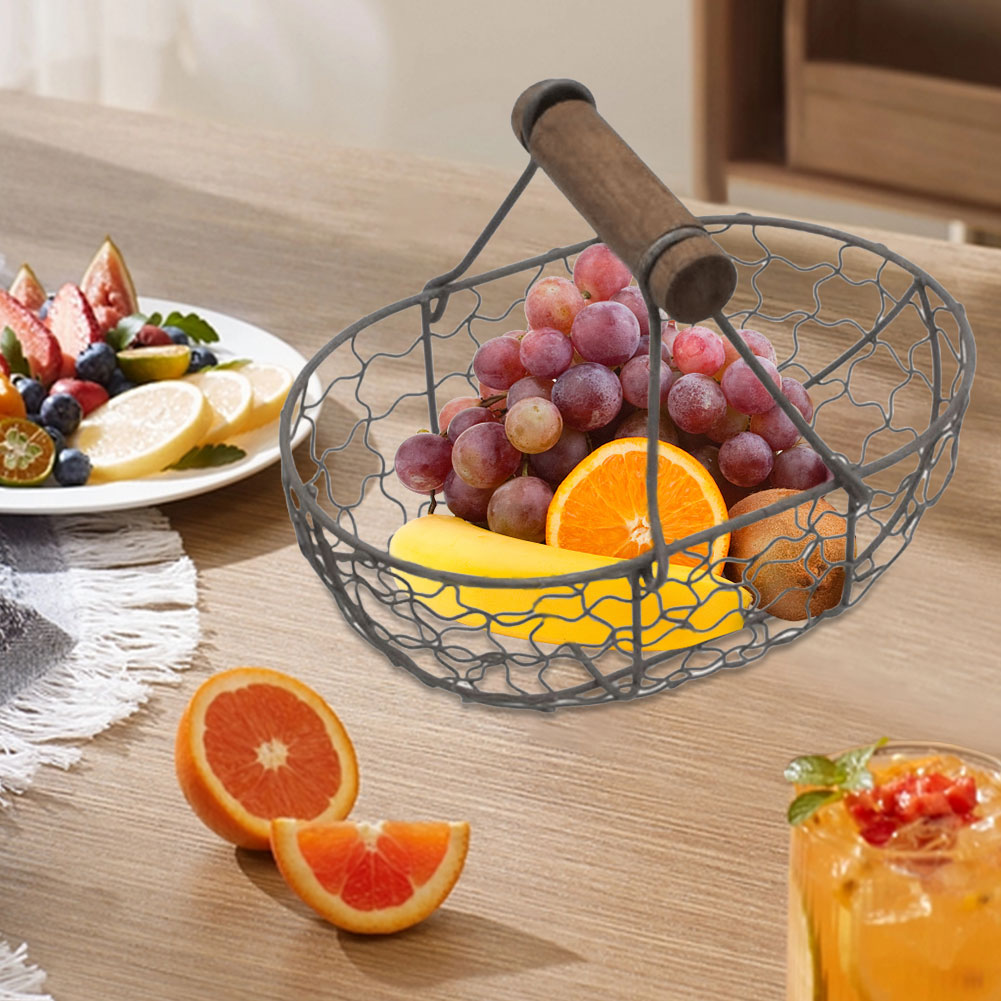 Iron Snack Fruit Plate with Wo - Food Snacks Basket ulasan dan harga