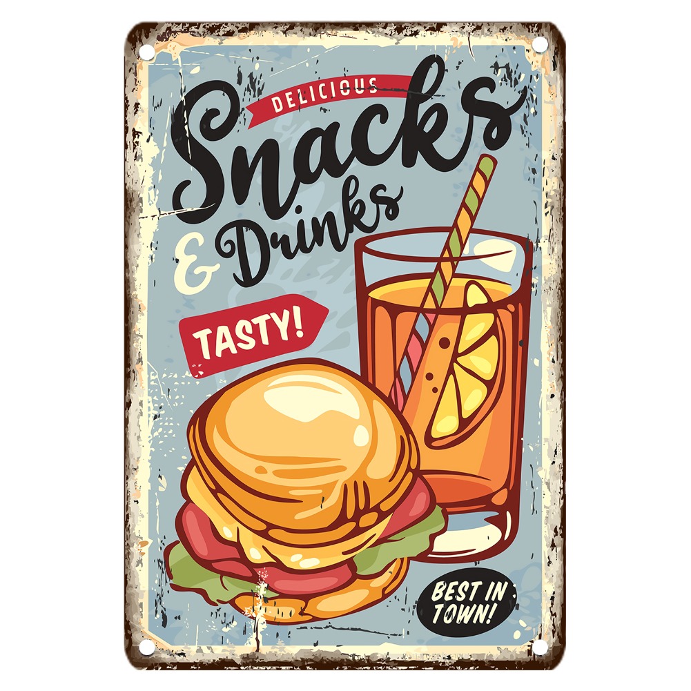 Vintage Food Metal Sign, 12x8  - Food Snacks Drinks ulasan dan harga