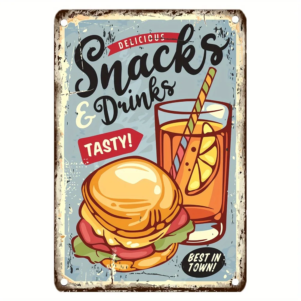 Vintage Food Metal Sign, 12x8  - Food Snacks Drinks ulasan dan harga