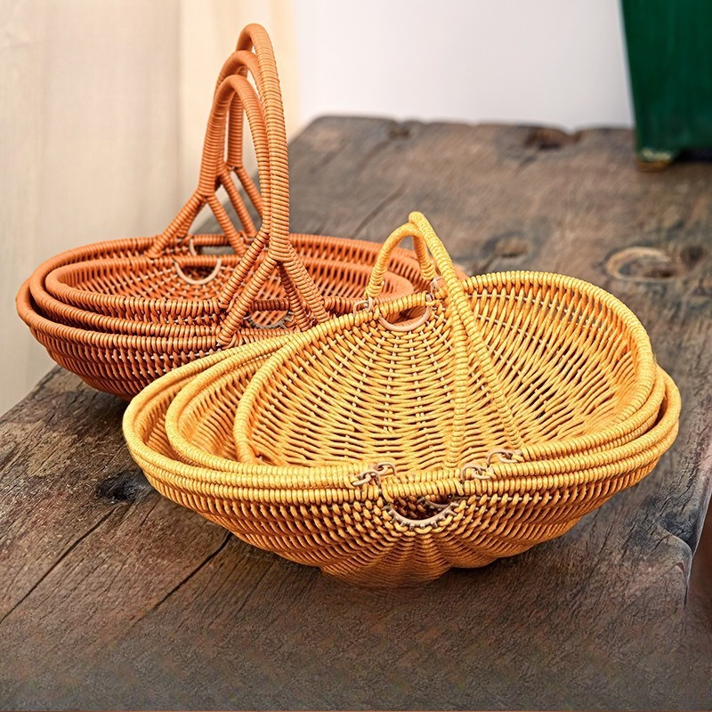 Plastic Imitation Rattan Woven - Food Snacks Basket ulasan dan harga